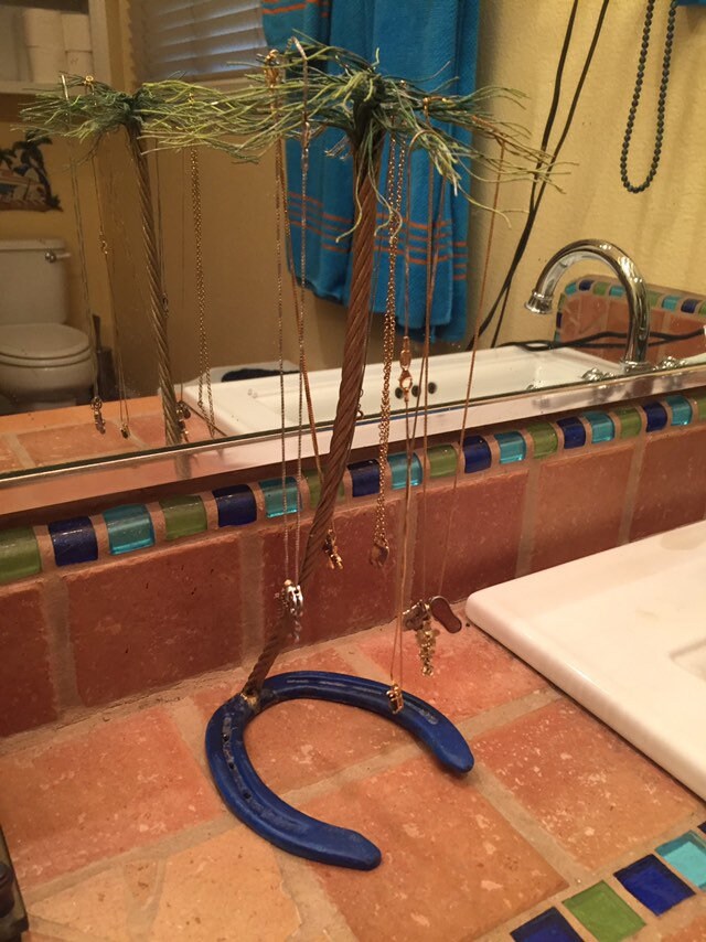 Palm Tree Metal Sculpture Jewelry Holder Etsy
