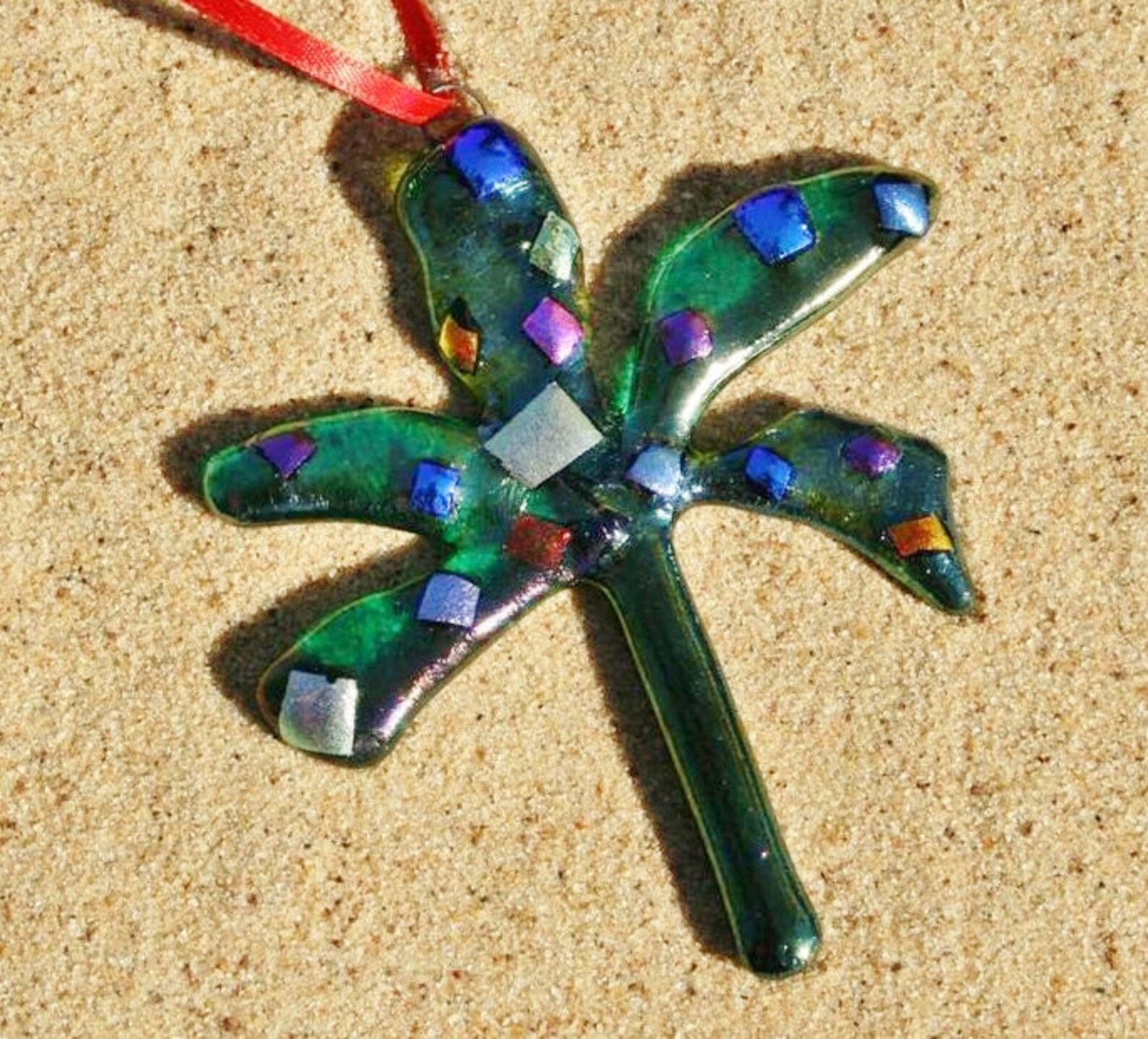 Fused Glass Palm Tree Christmas Ornament Oneofakind Etsy