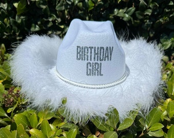 Bold Birthday Girl Cowgirl Hat I Pink I Black I White