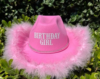 Western Theme Birthday Girl Cowgirl Hat I White I Black I Pink