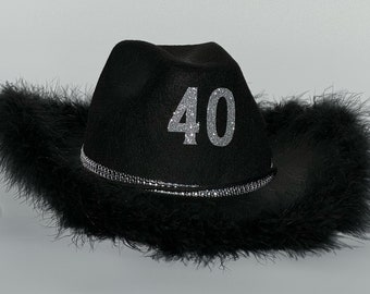 Black 40th Birthday Cowgirl Hat