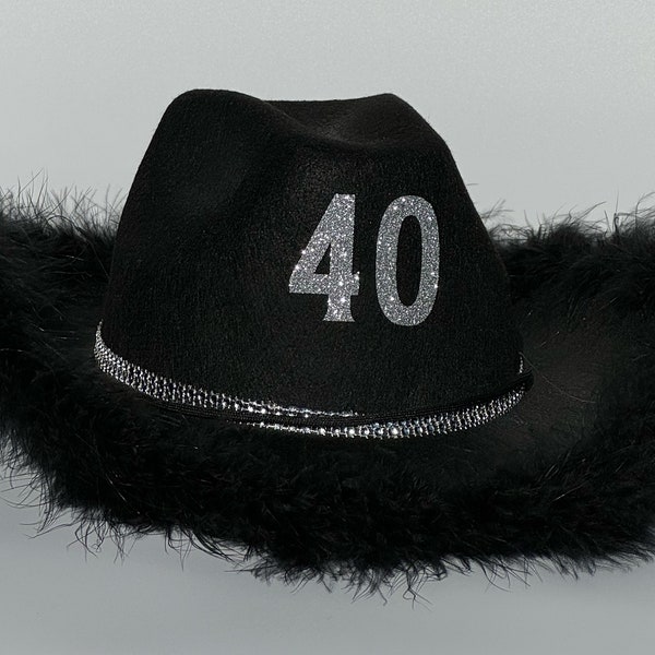 Black 40th Birthday Cowgirl Hat