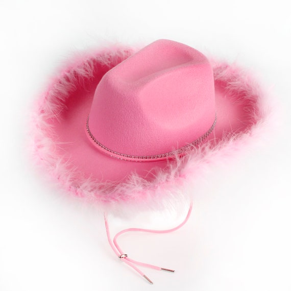 10 Pack Pink Cowgirl Hat With Feather Boa and Silver  display picture 2
