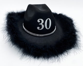 Black 30th Birthday Cowgirl Hat