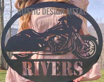 Family Name Sign - Motorcycle Metal Sign - Custom Motorcycle Name Sign - Motorcycle Sign Metal