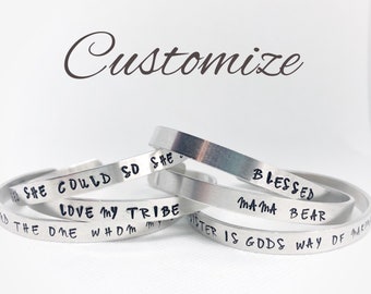 Custom Bracelet - Hand Stamped Bracelet - Cuff Bracelet - Personalized Bracelet - Aluminum Cuff Bracelet