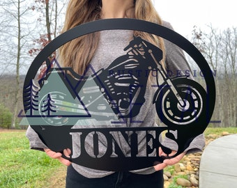 Family Name Sign - Motorcycle Metal Sign - Custom Motorcycle Name Sign - Motorcycle Sign Metal