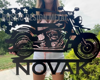 Family Name Sign - Motorcycle Metal Sign - Custom Motorcycle Name Sign - Motorcycle Sign Metal