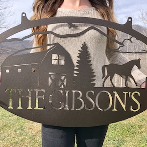 Barn Sign - Horse Barn Metal Sign - Custom Barn Name Sign -  Customizable Barn Sign - Barn Sign Metal
