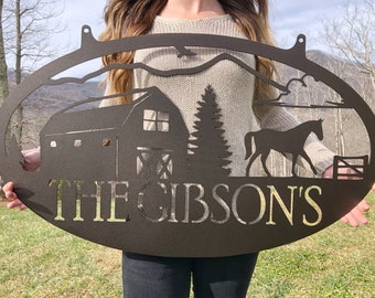 Barn Sign - Horse Barn Metal Sign - Custom Barn Name Sign -  Customizable Barn Sign - Barn Sign Metal
