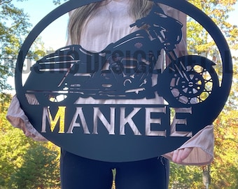 Family Name Sign - Motorcycle Metal Sign - Custom Motorcycle Name Sign - Motorcycle Sign Metal