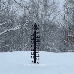 AOOLVY 36 Inch Iron Art Snow Gauge, Snow Gauge Outdoor, Christmas