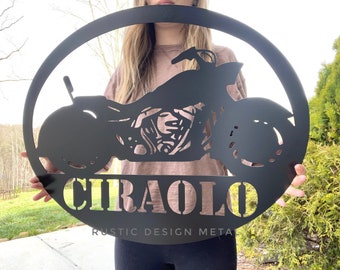 Family Name Sign - Motorcycle Metal Sign - Custom Motorcycle Name Sign - Motorcycle Sign Metal