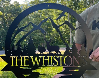 Family Name Sign - Deer Metal Sign - Custom Deer Name Sign - Custom Nature Sign - Custom Metal House Sign