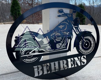 Family Name Sign - Motorcycle Metal Sign - Custom Motorcycle Name Sign - Motorcycle Sign Metal