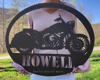 Family Name Sign - Motorcycle Metal Sign - Custom Motorcycle Name Sign - Motorcycle Sign Metal