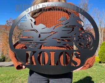 Family Name Sign - Motorcycle Metal Sign - Custom Motorcycle Name Sign - Motorcycle Sign Metal