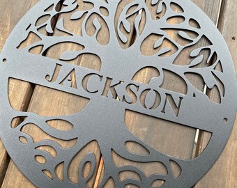 Family Name Sign - Tree Of Life Last Name Sign - Tree Of Life Name Sign - Custom Name Sign - Family Name Sign Metal