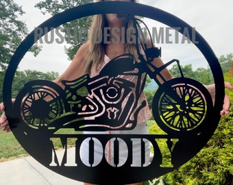 Family Name Sign - Motorcycle Metal Sign - Custom Motorcycle Name Sign - Motorcycle Sign Metal