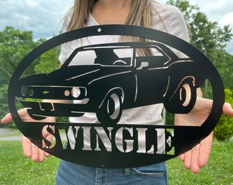 Camaro Sign - Hotrod Sign - Metal Hotrod Sign - Custom Metal Garage Sign - Garage Name Sign - Chevy Sign Metal - Personalized Garage Sign