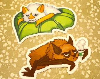 Coffee Bat & Honduran Leaf Bat Stickers - Matte Vinyl, 3”