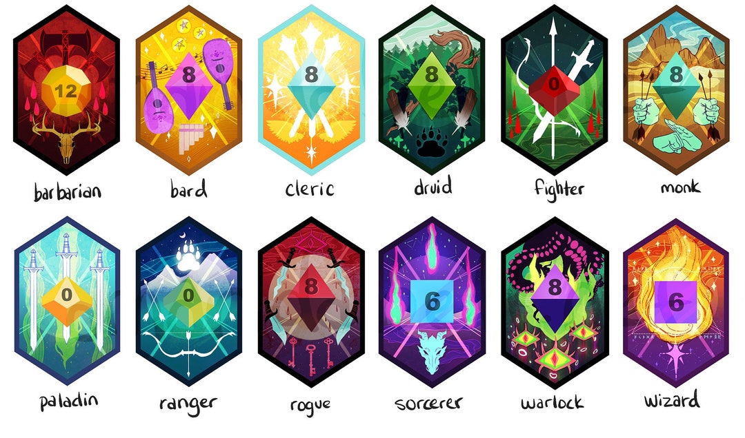 Dungeons and Dragons Class Stickers - Etsy