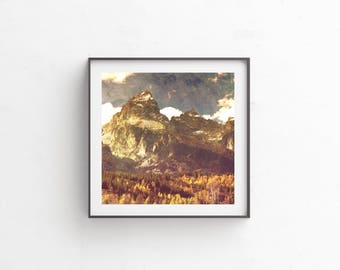 national park, grand teton national park, mountain art, mountain print, mountain decor, gifts for him, instant download, bright art "Teton"