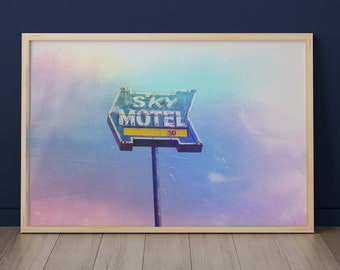 Montana Art, Montana Print, Instant Download, Digital Download, Printable Art, Landscape Print, Montana, Vintage Sign, Vintage "Sky Motel"