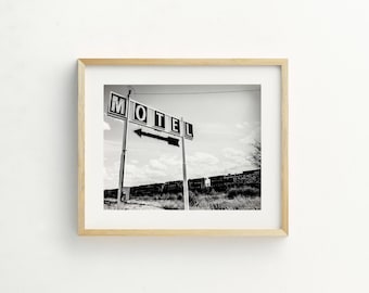 instant download, black and white fine art, fine art, print, vintage decor, White, Digital Download, vintage sign "Black and White Motel"