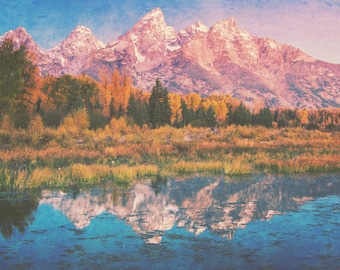 Wyoming Art, Wyoming Print, Instant Download, Digital Download, Printable Art, Grand Teton, Colorful, Wyoming, Mountain Print "Rainbow Time"