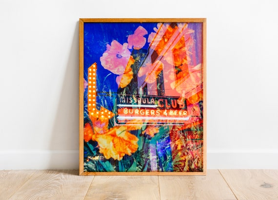 Missoula Montana Bar Art Print, Vintage Sign