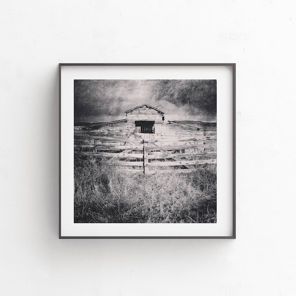 Black and White Photography, Barn Photo, Rustic Barn, Vintage Print, Farmhouse Decor, Fine Art Photography, Instant Download "Cooped Up"