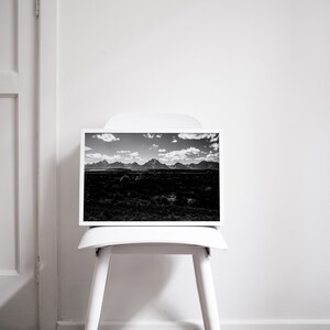 Mountain Art, Large Prints, Wall Decor, Black and White, Digital Download, Printable Art, National Park, Cloud Art, Landscape &quot;Grand View 2&quot;