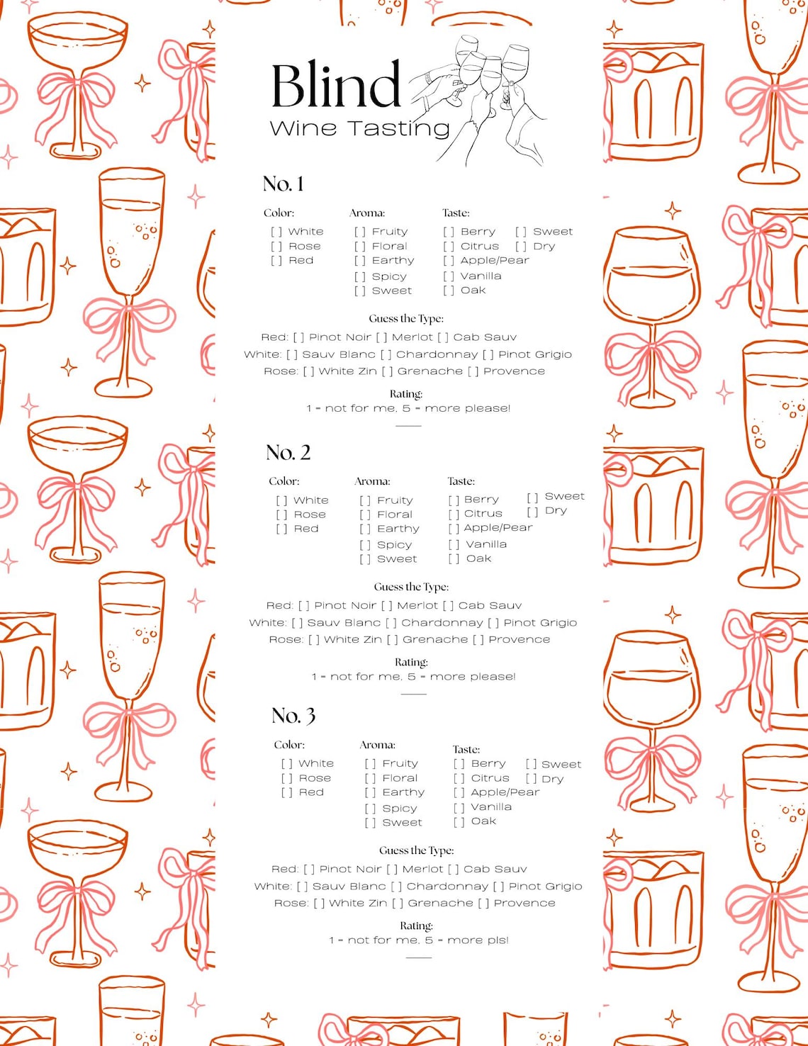 Blind Wine Tasting Sheet – Fun Girls’ Night Party Game (printable PDF ...