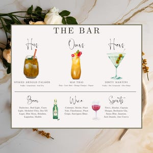 Wedding Signature Drink Menu: Full Bar Reception Sign (Digital Download)