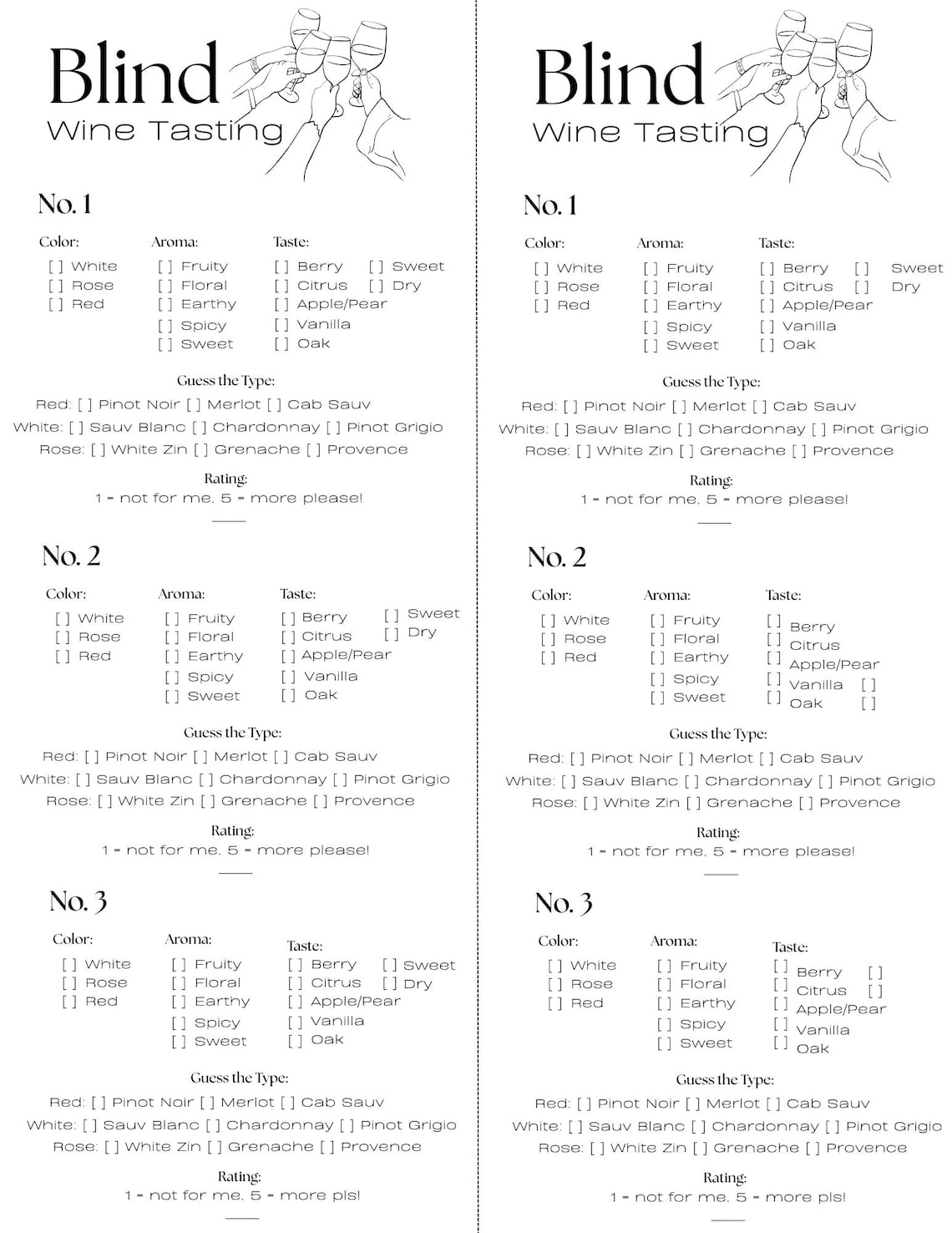Blind Wine Tasting Sheet – Fun Girls’ Night Party Game (printable PDF ...
