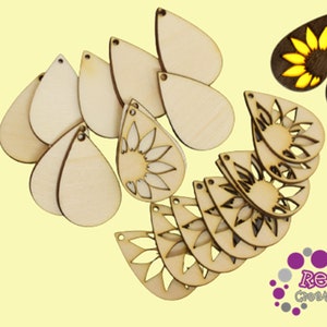 30mm Laser cut 2 layer sunflower components for earrings