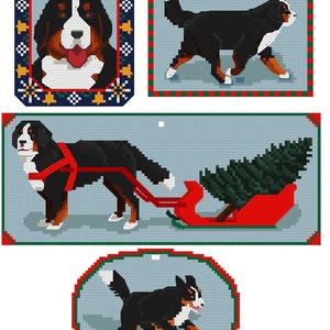 バーニーズ・マウンテン・ドッグのクリスマスオーナメントの図表/パターン。クリスマスツリーやプレゼントに飾る美しいクリスマスオーナメント。