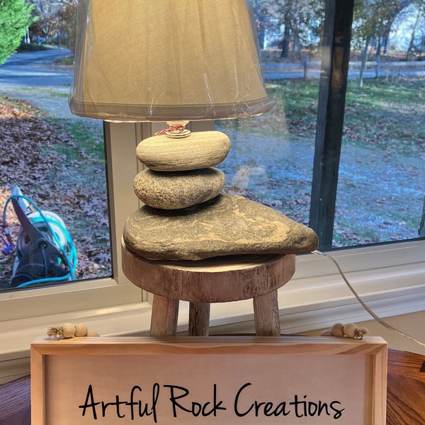 Large mica based stone lamp