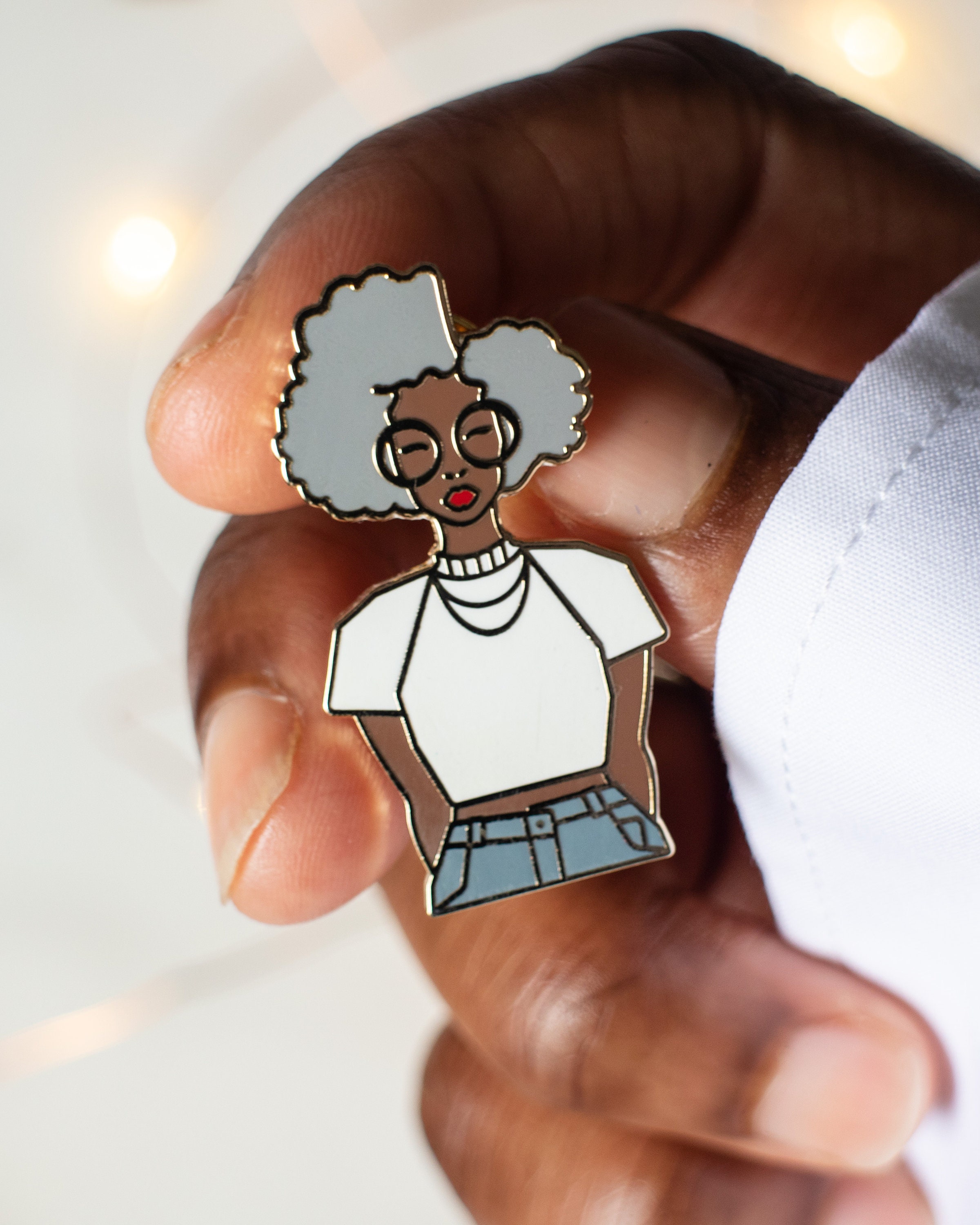 Gold Enamel Pin: Gray Hair Woman Lapel Pin - Etsy