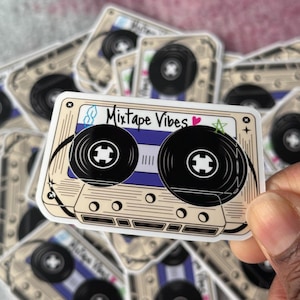 Adesivo de vinil para fita cassete Mixtape, adesivos para Kindle, adesivo para fita cassete retrô, adesivo de música dos anos 90, adesivo para laptop e garrafa d'água