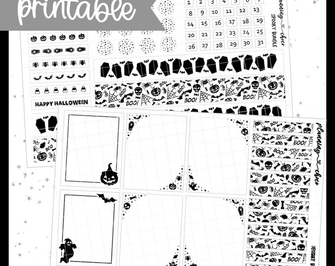 Spooky Foil Bundle : Printable Planner Stickers (PDF, PNG, Silhouette ...