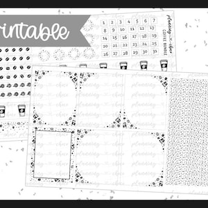 Coffee / Printable Foil Bundle / Foil Ready / printable planner stickers / Erincondren / pdf, png, silhouette cut file