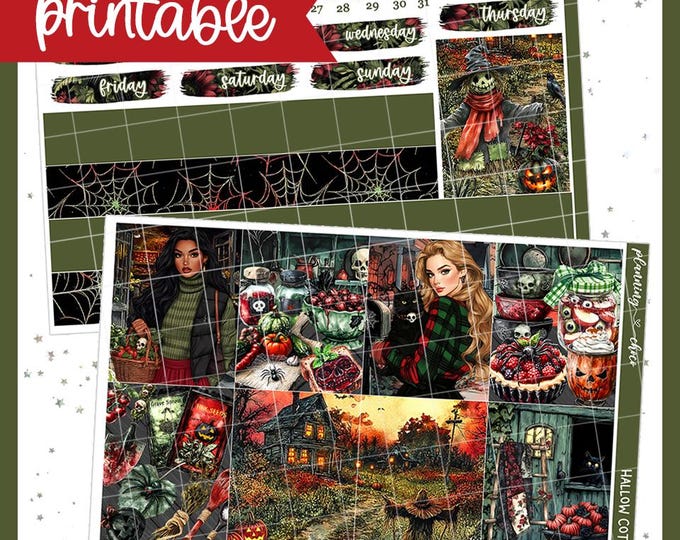 Hallow Block Sticker Hallow Cottage Weekly Kit : Printable Planner Stickers (PDF, PNG ...