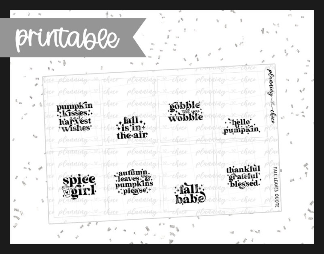 Fall 1.0 / Printable Foil Quote Full Box / Foil Ready / Etsy