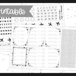 Travel / Printable Foil Bundle / Foil Ready / printable planner stickers / Erincondren / pdf, png, silhouette cut files