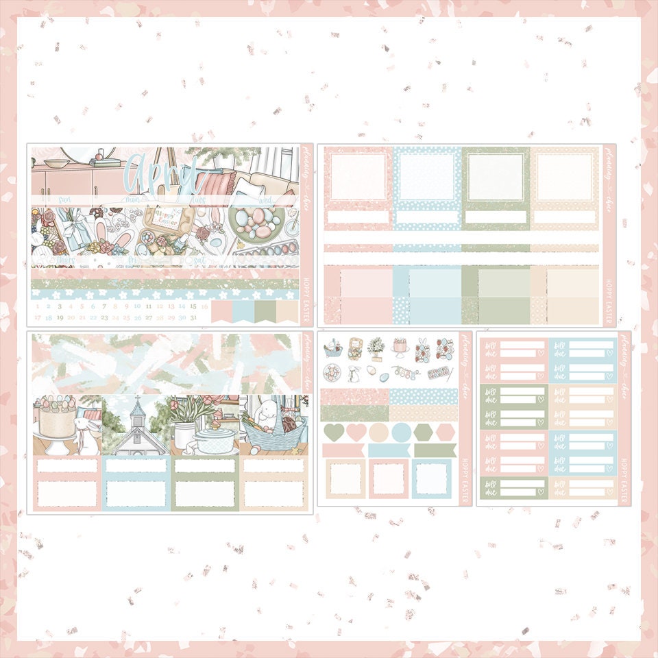 April Monthly Kit, Hoppy Easter : Printable Planner Stickers (PDF, PNG ...