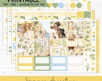 Summer Aperitivo Hobonichi Cousin Weekly Kit : Printable Planner Stickers (PDF, PNG, Silhouette Cut Files)