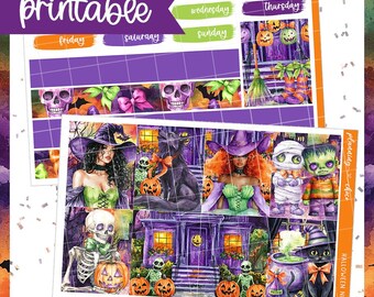 Groovy Halloween Weekly Kit : Printable Planner Stickers (PDF, PNG ...