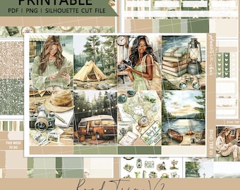 Road trip v2 Vertical Weekly Kit : Printable Planner Stickers (PDF, PNG, Silhouette Cut Files)